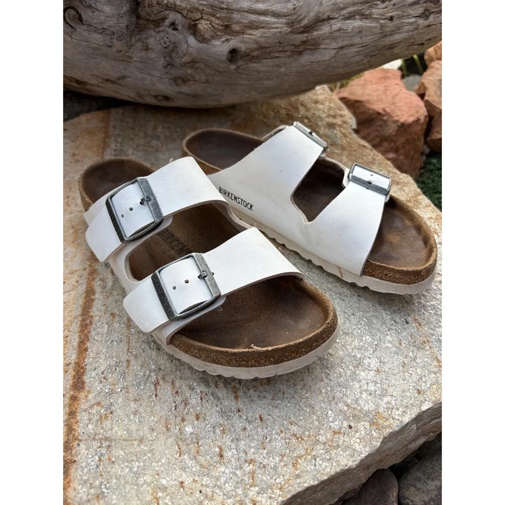 Birkenstock Arizona White Birko-Flor Sandals Womens EU 38 US 7 Narrow - Picture 3 of 11